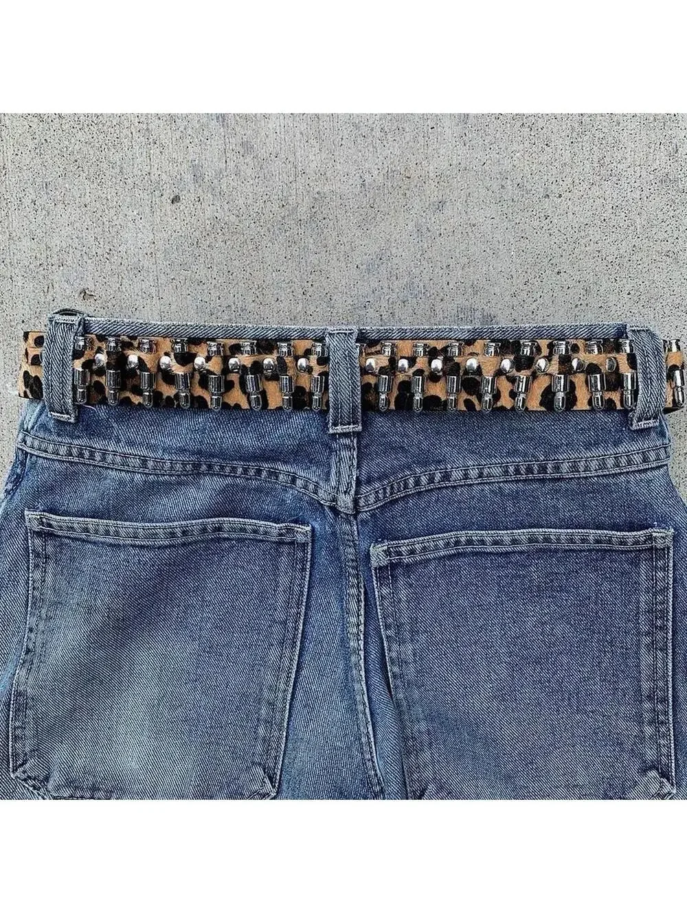 Bullet belt Cheetah Fur studded belt